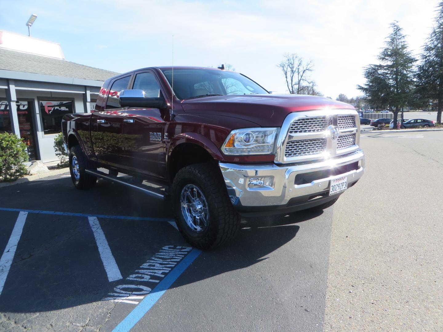 2017 MAROON /TAN RAM 3500 Laramie Mega Cab 4WD (3C63R3ML6HG) with an 6.7L V8 OHV 16V DIESEL engine, automatic transmission, located at 2630 Grass Valley Highway, Auburn, CA, 95603, (530) 508-5100, 38.937893, -121.095482 - Photo#2